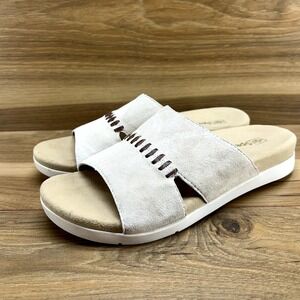 Spenco Womens Sandals 7.5 Twilight Woven Cream Suede‎ Slide Comfort